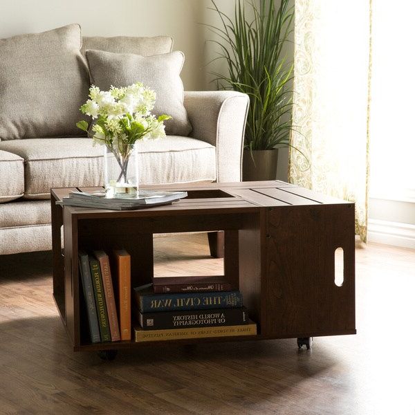 Most Current Open Storage Coffee Tables Pertaining To Furniture Of America 'the Crate' Square Coffee Table With (View 20 of 20)