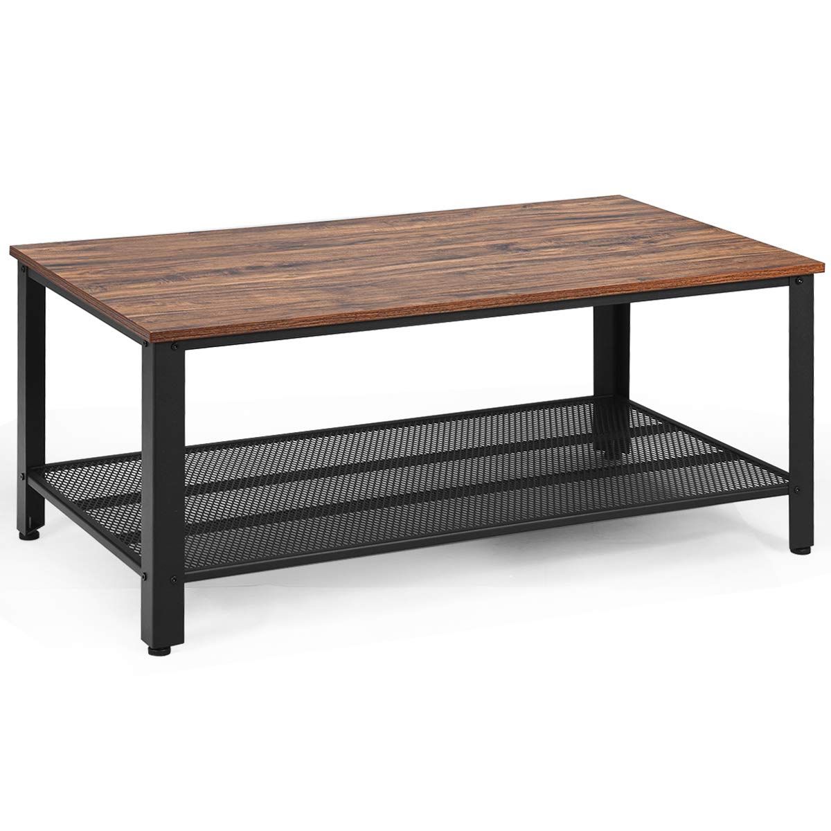 Most Current Pecan Brown Triangular Coffee Tables With Regard To Giantex Coffee Table 42 Inch W/storage Shelf And (View 11 of 20)