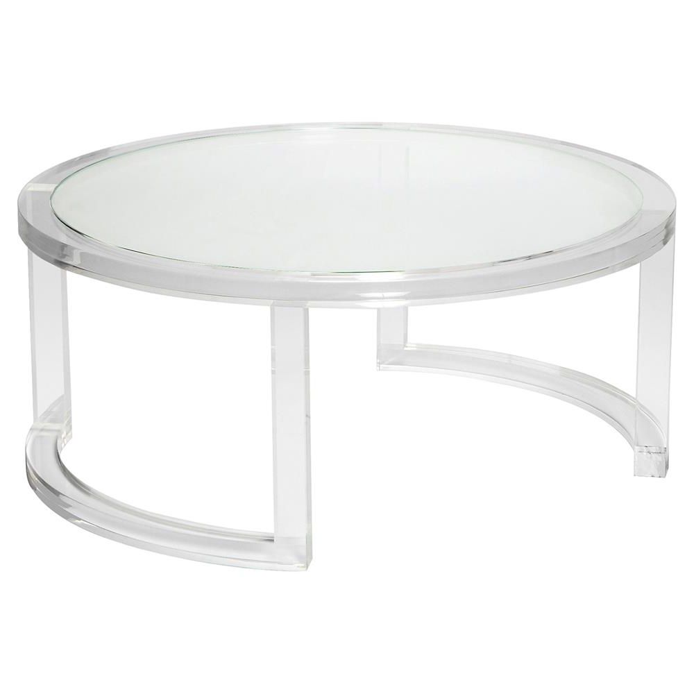 Most Current Silver And Acrylic Coffee Tables For Interlude Ava Modern Round Clear Glass Acrylic Round (View 7 of 20)