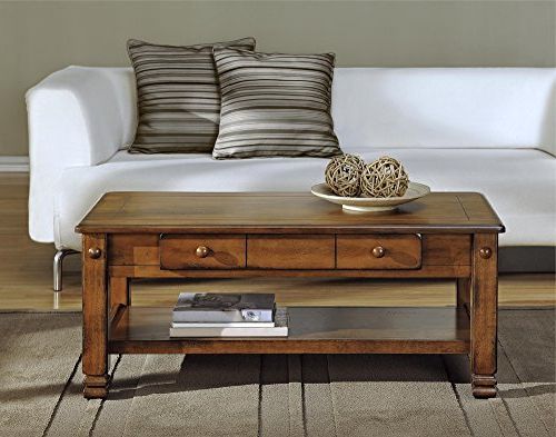 Most Popular Ameriwood Home Summit Mountain Wood Veneer Coffee Table Throughout Black And Oak Brown Coffee Tables (View 8 of 20)
