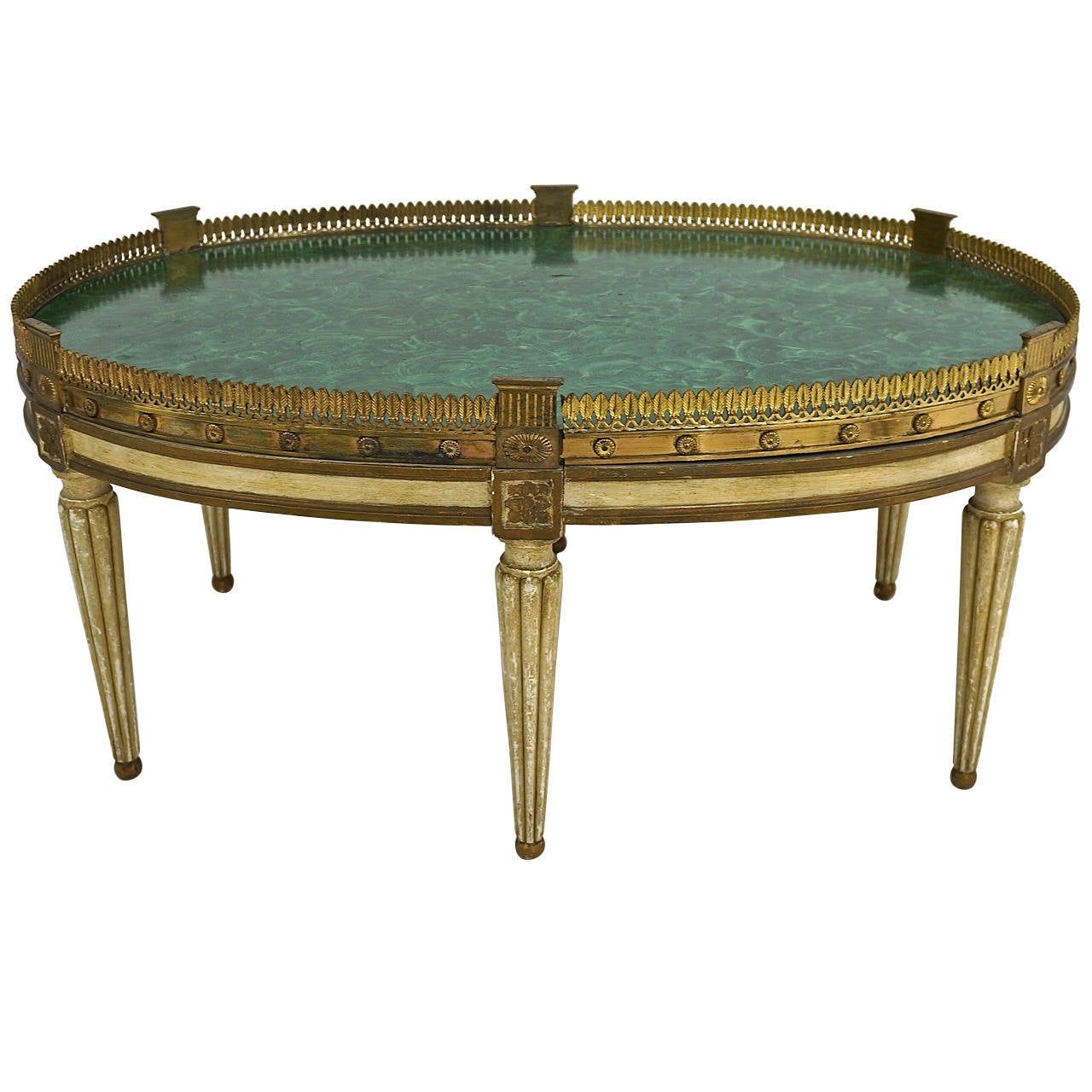 Most Popular Cream And Gold Coffee Tables In Louis Xvi Style Oval Painted Cocktail Table With Faux (View 19 of 20)
