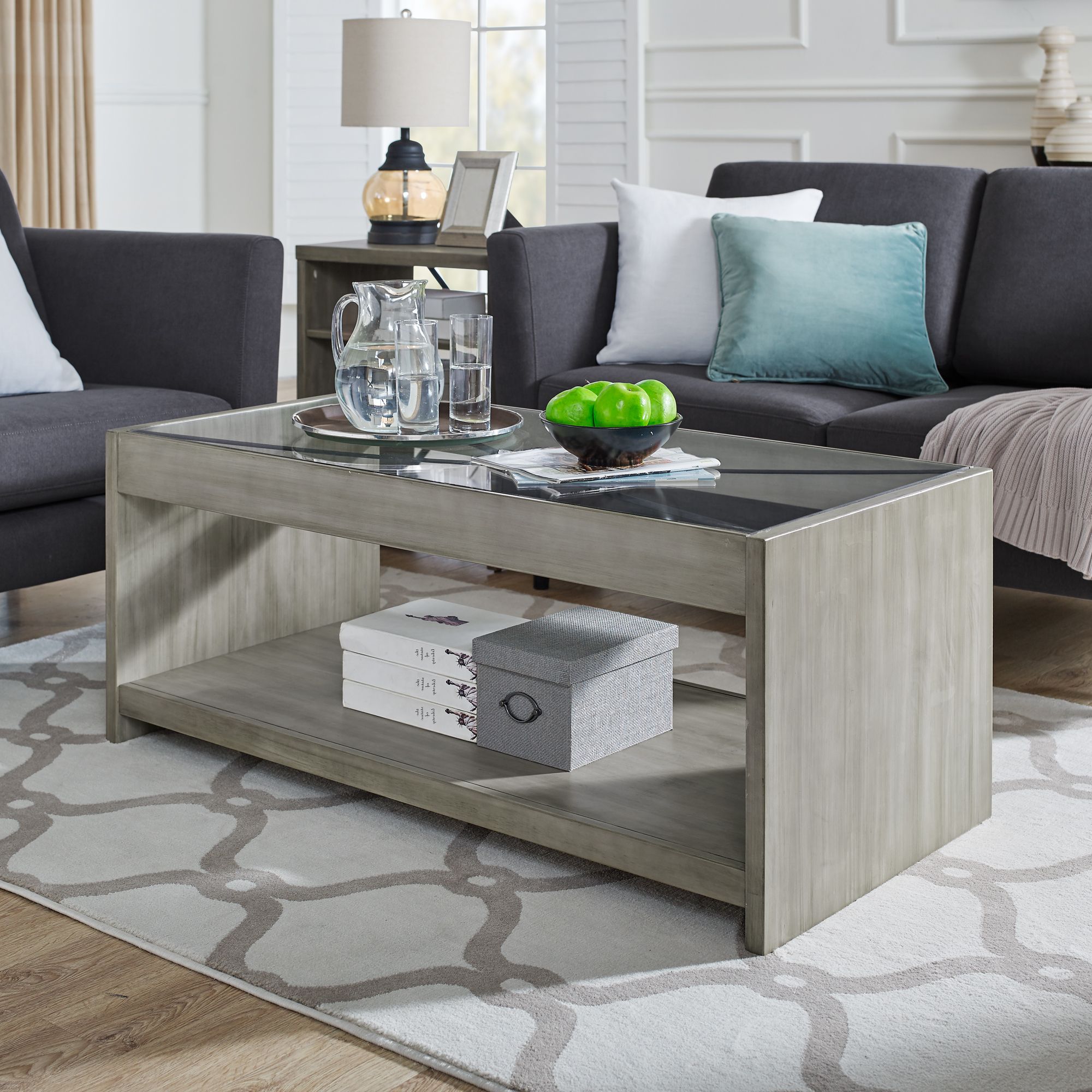 Most Popular Geometric Glass Modern Coffee Tables In Modern Essentials Georgette Rustic Farm House Solid Wood (View 7 of 20)