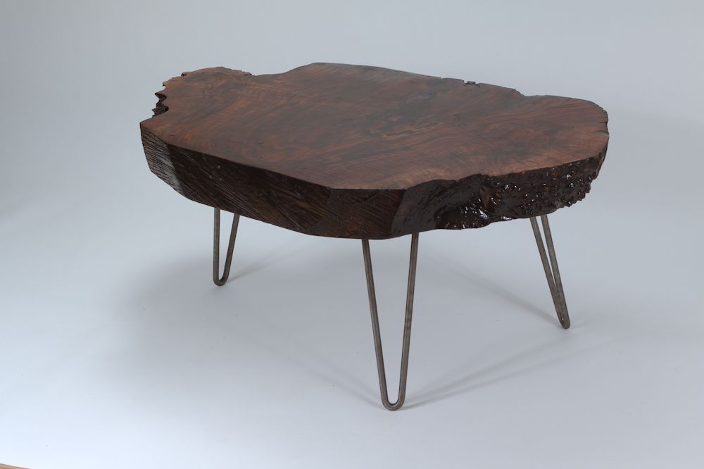Most Popular Live Edge Slab Steel Legs Coffee Table Solid Wood Living Throughout Oak Wood And Metal Legs Coffee Tables (View 14 of 20)