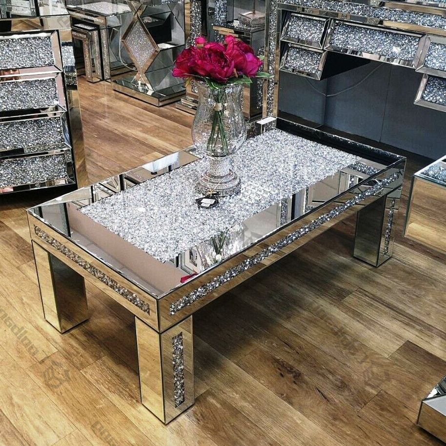 Most Popular Mirrored Modern Coffee Tables For Morden Luxury Sparkle Crushed Glass Diamond Coffee Table (View 1 of 20)