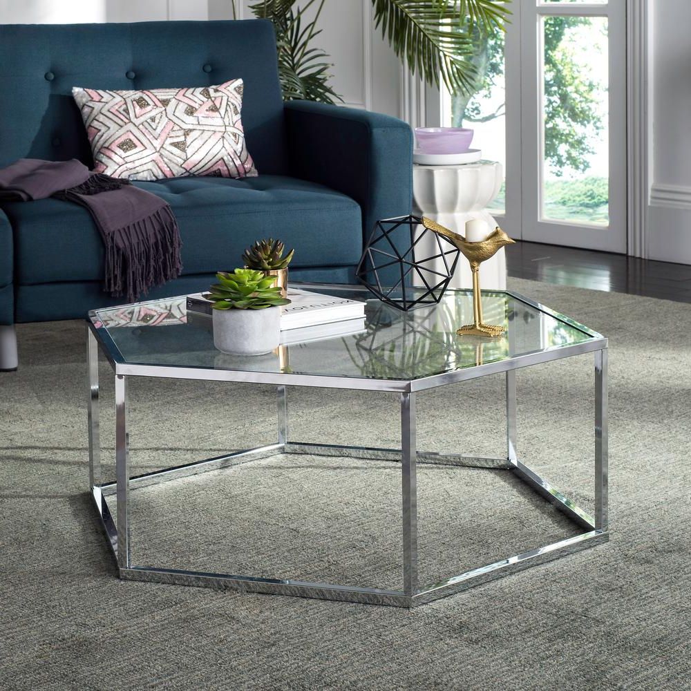 Most Popular Safavieh Eliana Glass/chrome Coffee Table Mmt6003a – The Intended For Glass Coffee Tables (View 12 of 20)