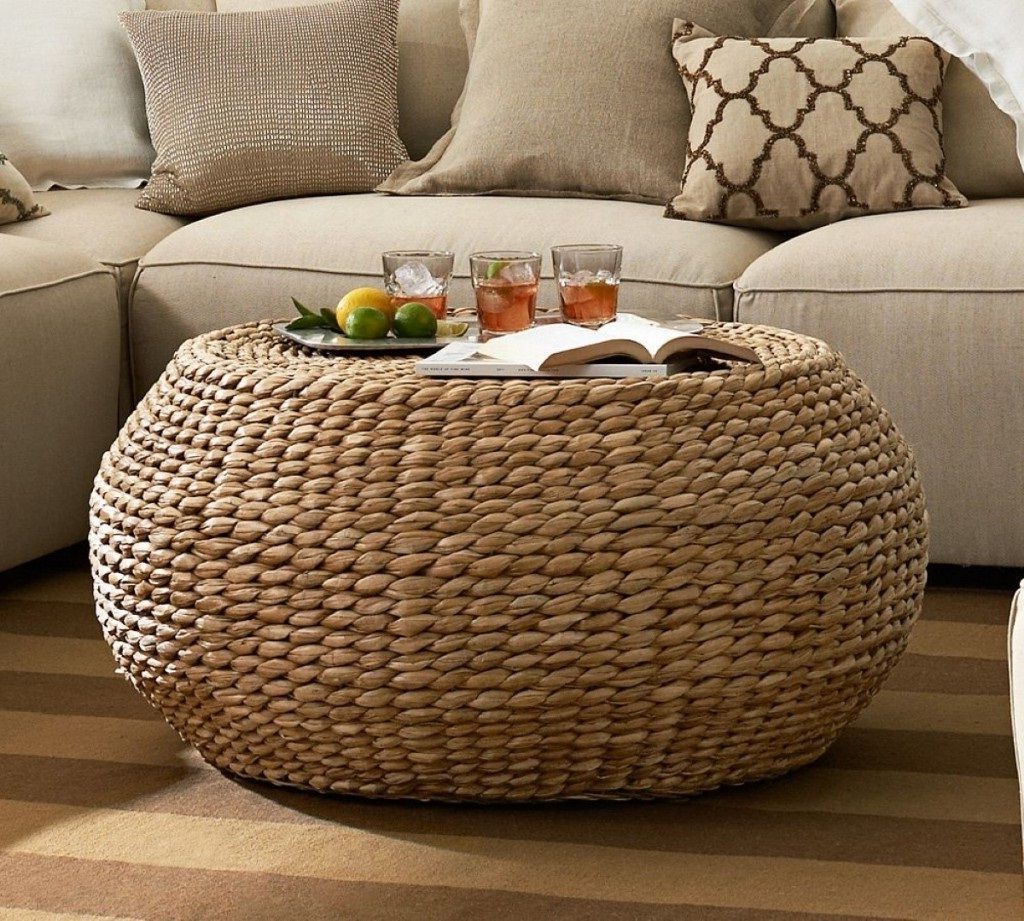 Most Popular Wicker Coffee Tables In Round Rattan Ottoman Coffee Table • Display Cabinet (View 3 of 20)