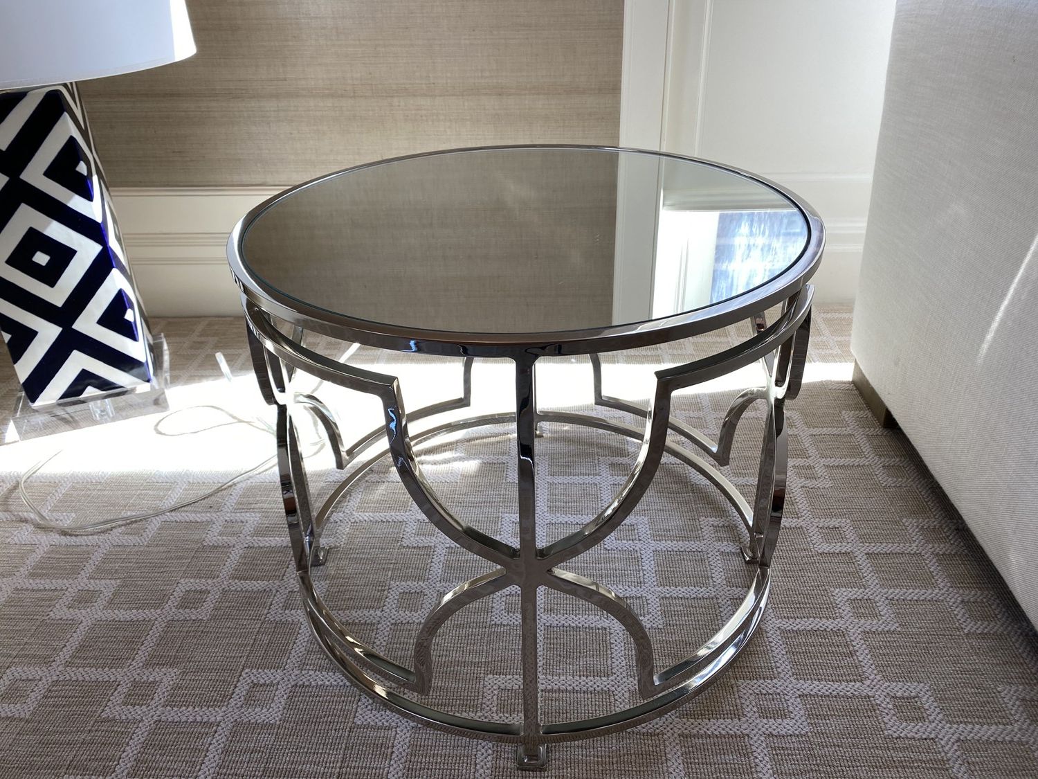 Most Popular Worlds Away Round Polished Chrome Side Table With Mirrored Regarding Polished Chrome Round Cocktail Tables (View 6 of 20)