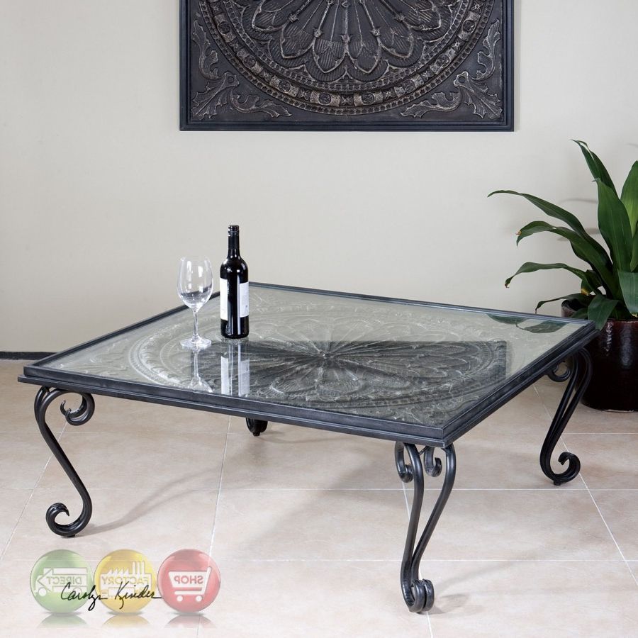 Most Recent Aged Black Iron Coffee Tables In Ottavio Black And Silver Forged Iron Coffee Table With (View 11 of 20)