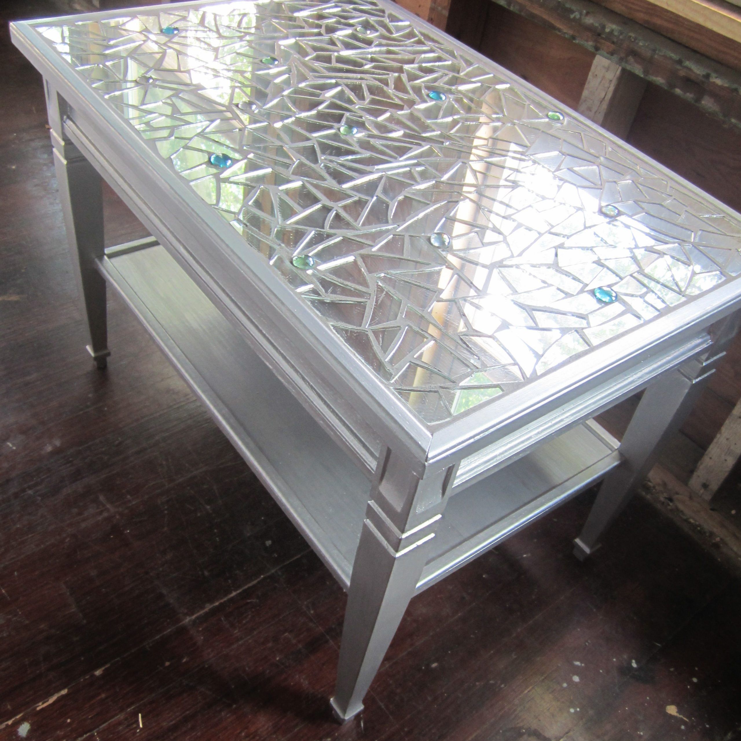 Most Recent Antique Silver Metal Coffee Tables Within Mosaic Mirror Metallic Silver Coffee Table Or Side Table (View 10 of 20)