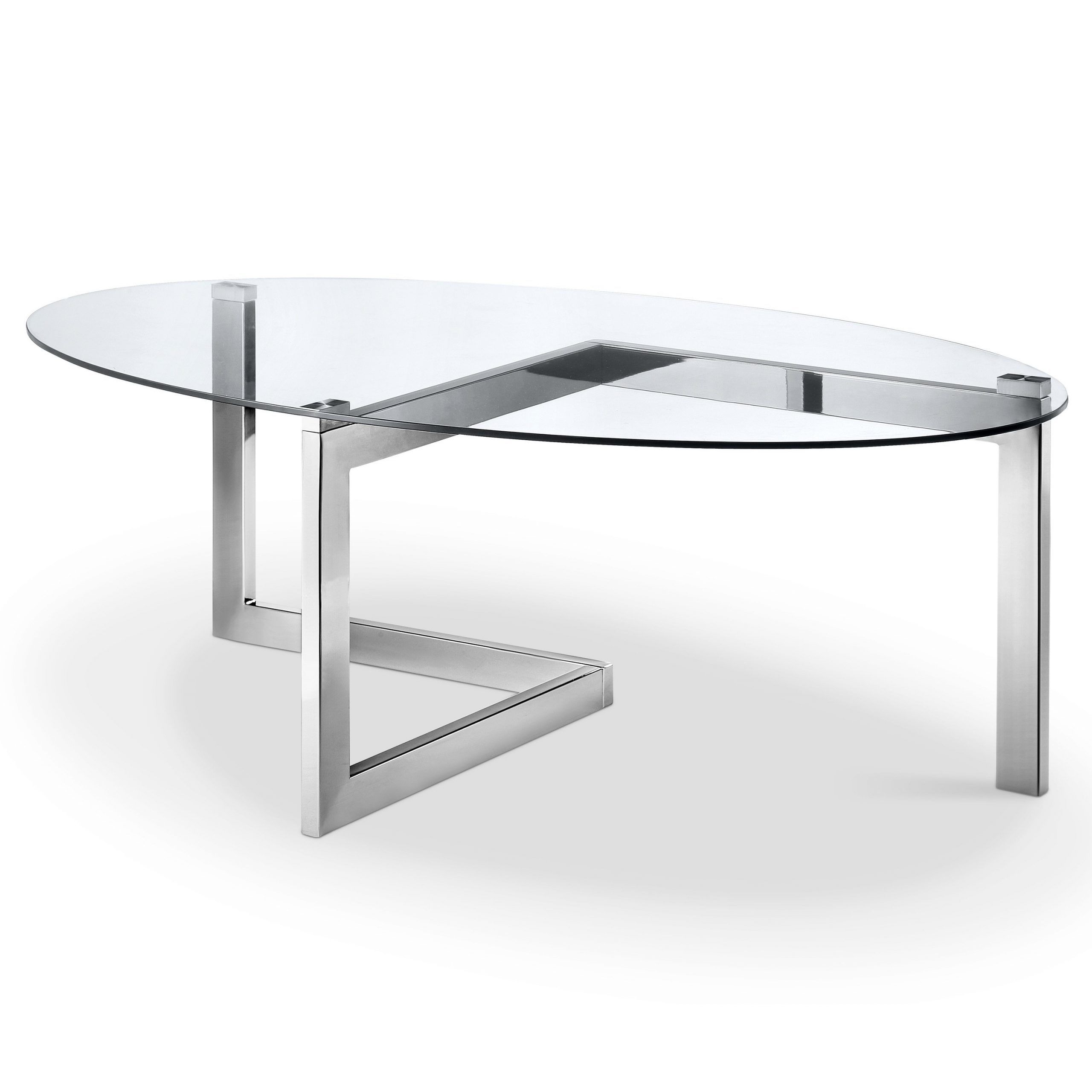 Most Recent Aries Modern Chrome And Glass Top Oval Cocktail Table Throughout Chrome And Glass Modern Coffee Tables (View 2 of 20)