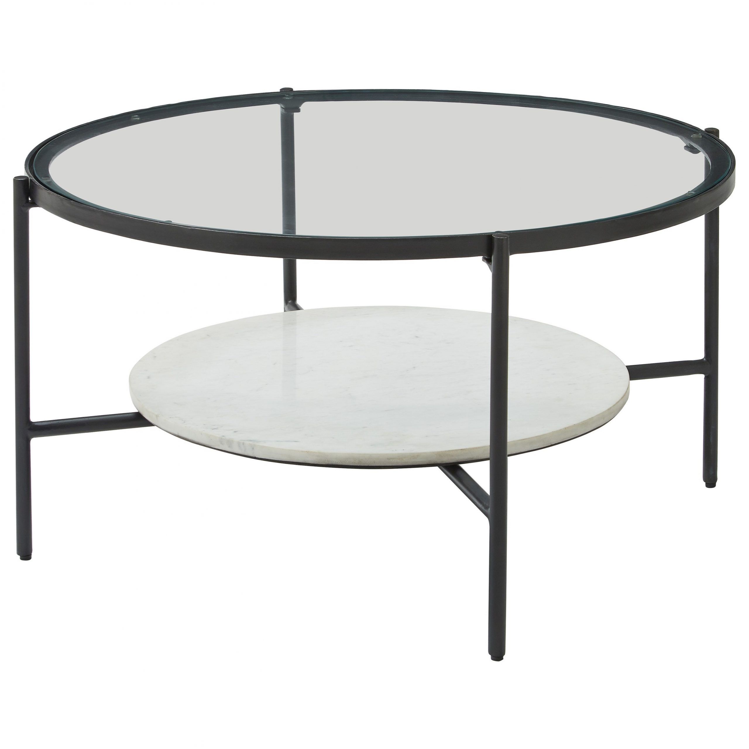 Most Recent Black Round Glass Top Cocktail Tables Inside Signature Zia Black Metal Round Cocktail Table With Glass (View 4 of 20)