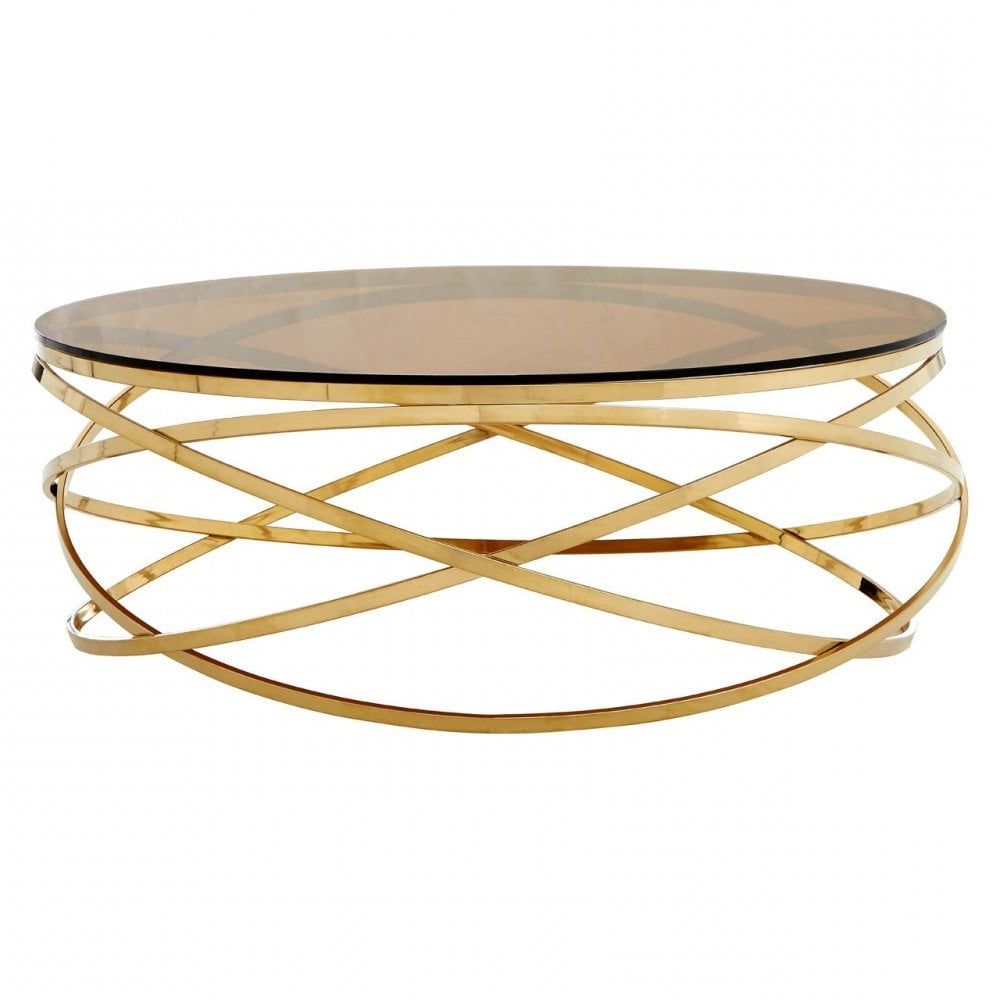 Most Recent Enrich Round Champagne Base Coffee Table, Stainless Steel Regarding Gold Coffee Tables (View 16 of 20)