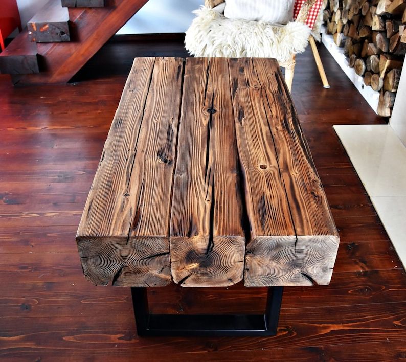 Most Recent Handmade Reclaimed Wood & Steel Coffee Table Vintage Inside Antique Blue Wood And Gold Coffee Tables (View 20 of 20)