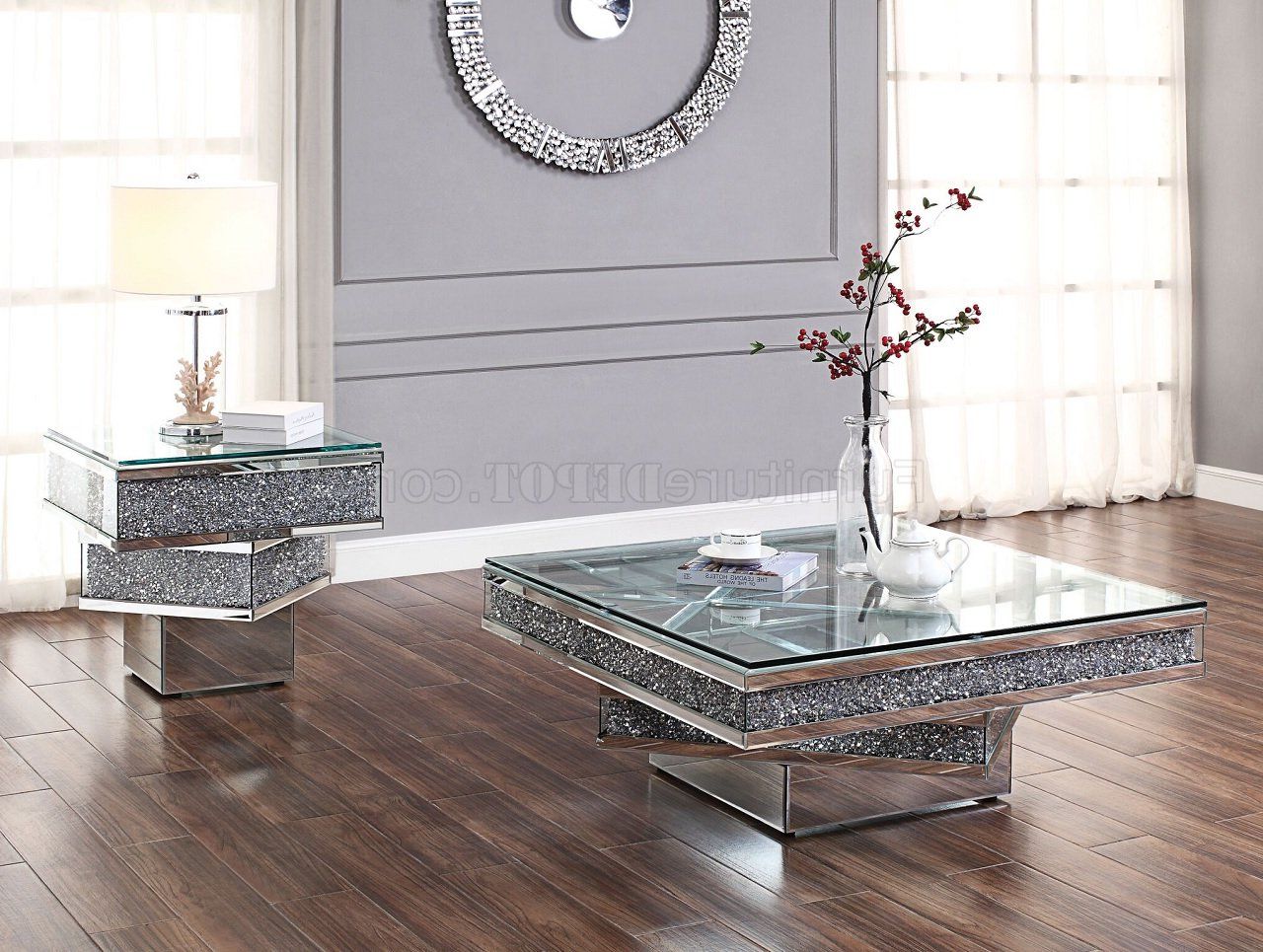 Most Recent Mirrored Modern Coffee Tables Inside Noralie Coffee Table 81465 In Mirroracme W/options (View 12 of 20)