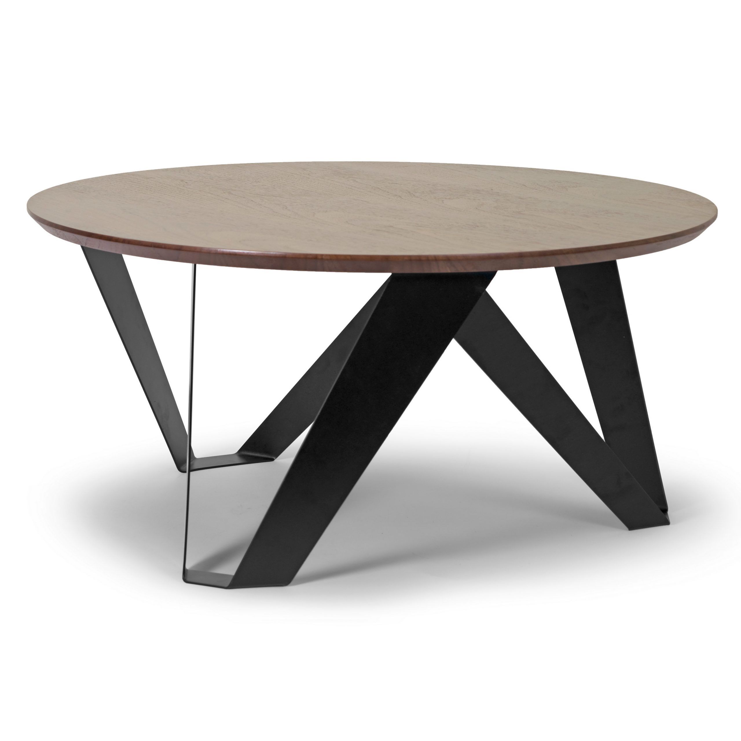 Most Recently Released Aimi Walnut Finish Round Modern Coffee Table With Black Inside Black Coffee Tables (View 6 of 20)