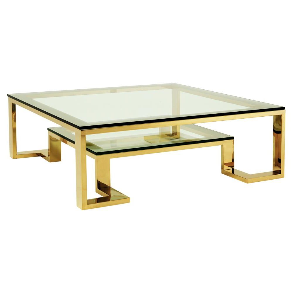 Most Recently Released Antiqued Gold Rectangular Coffee Tables Regarding Eichholtz Huntington Hollywood Regency Glass Top 2 Tier (View 3 of 20)