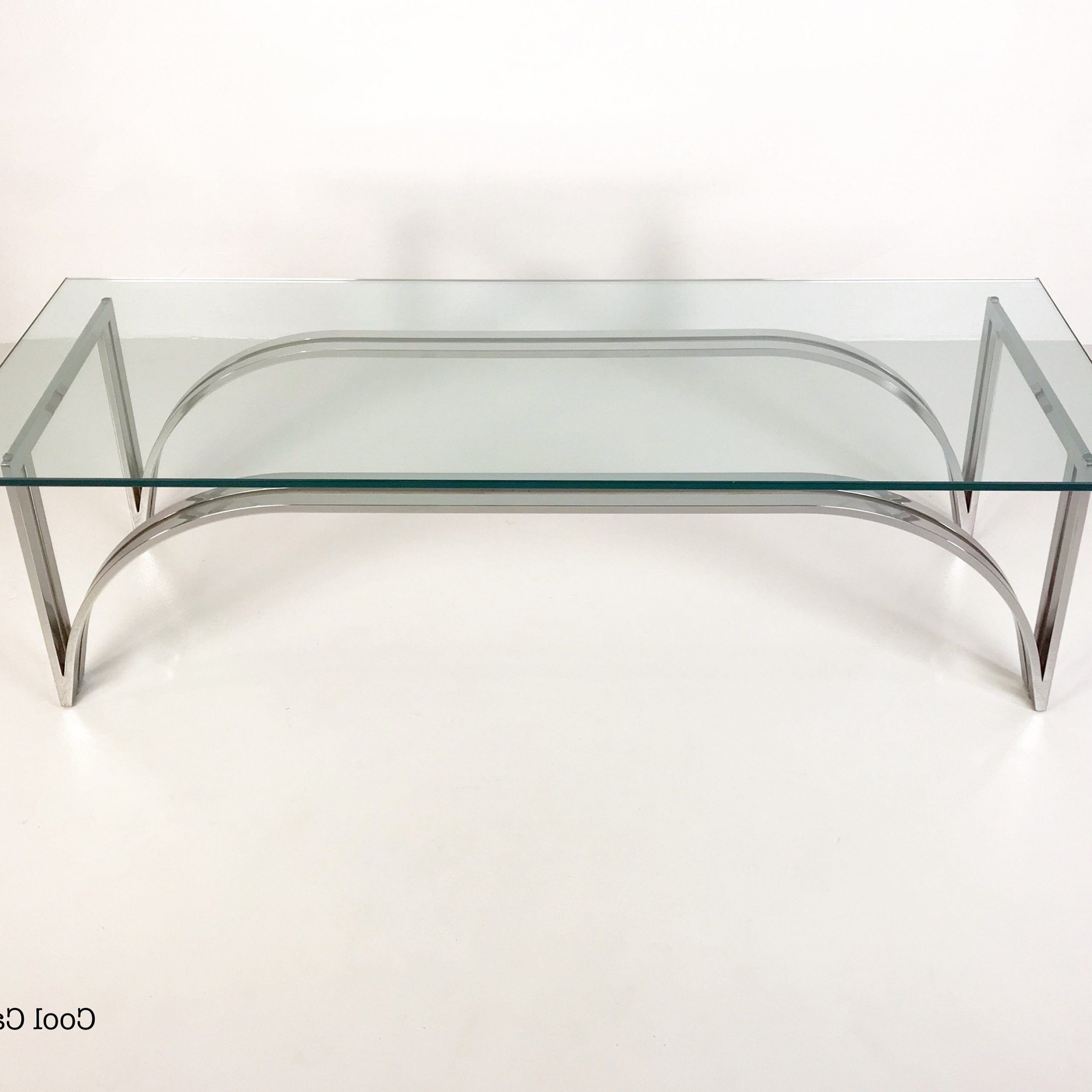 Most Recently Released Chrome And Glass Rectangular Coffee Tables Regarding Modern Rectangular Chrome Glass Top Coffee Table, Circa (View 3 of 20)