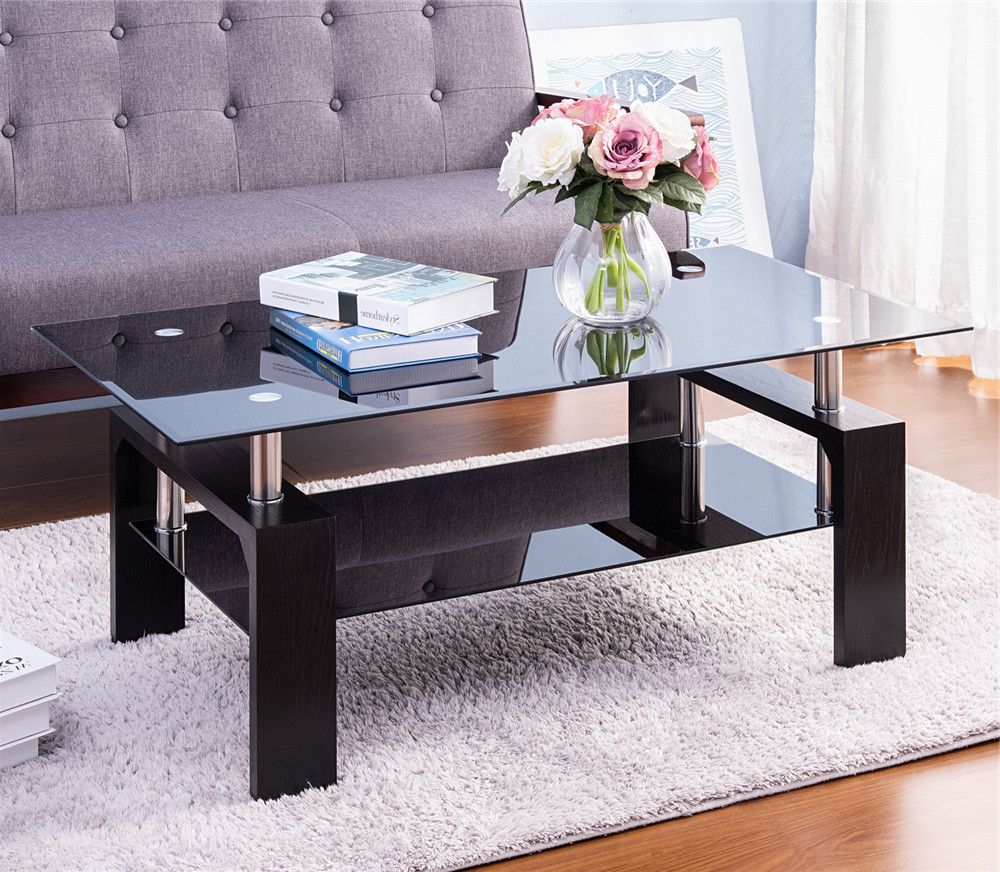 Most Recently Released Glass Coffee Table With Rectangular Tabletop Metal Leg For Glass And Pewter Coffee Tables (View 9 of 20)
