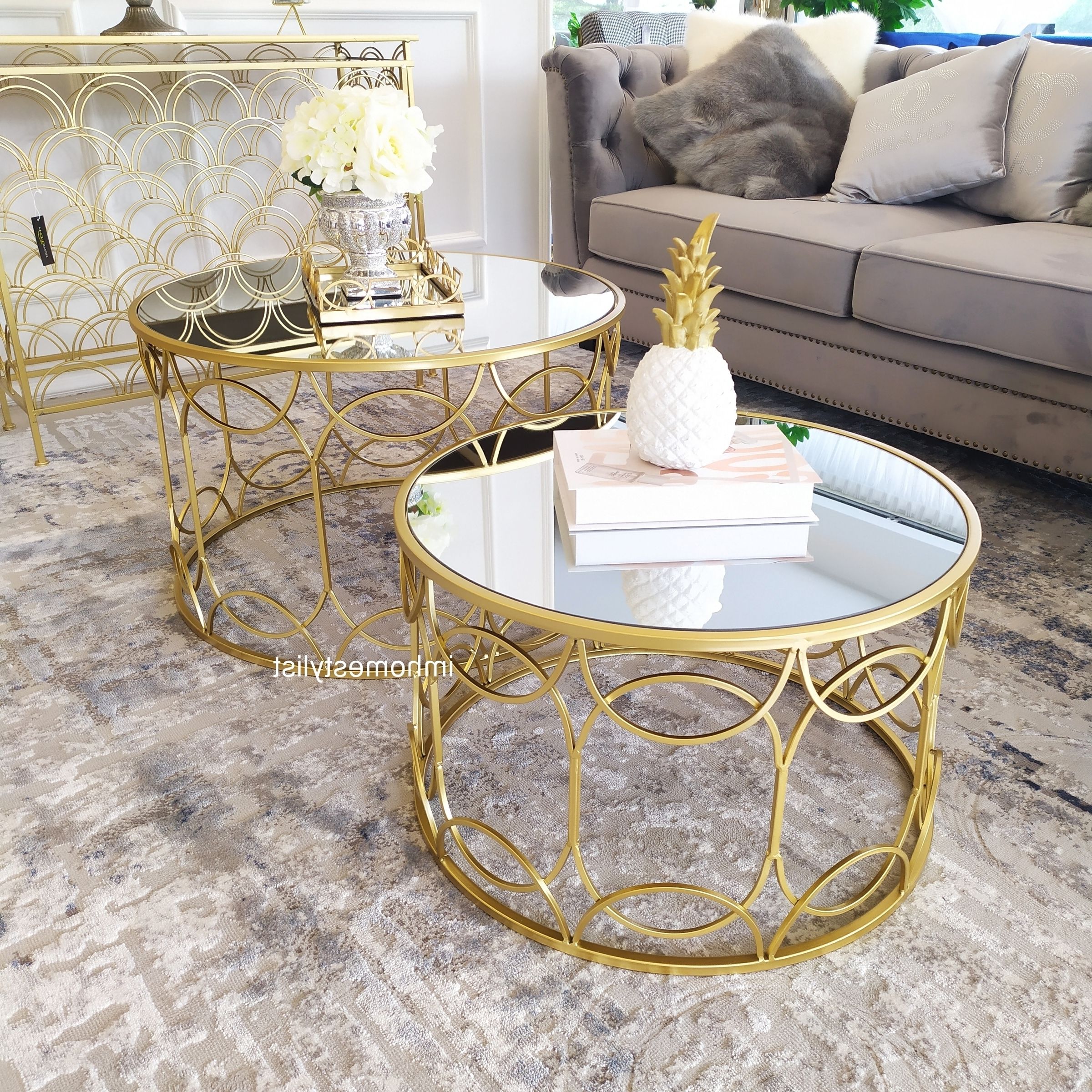 Most Recently Released Gold Coffee Tables With Citterio Gold Round Coffee Table (set) – Imhomestylist (View 7 of 20)