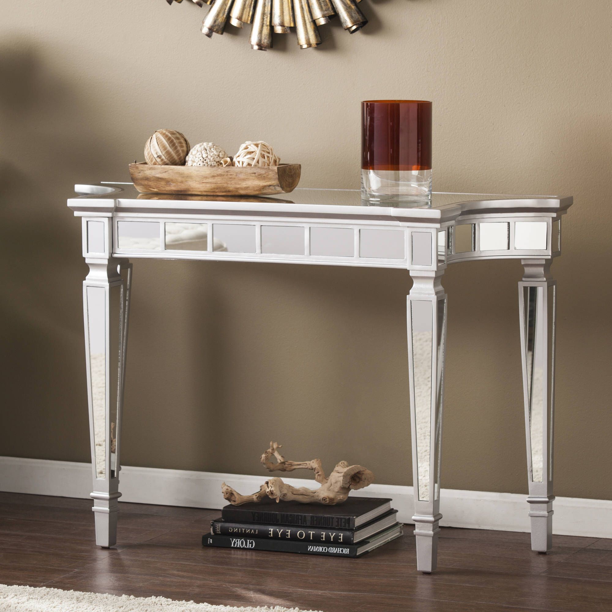 Most Recently Released Grevale Glam Mirrored Console Table, Matte Silverember Throughout Mirrored And Silver Cocktail Tables (View 4 of 20)