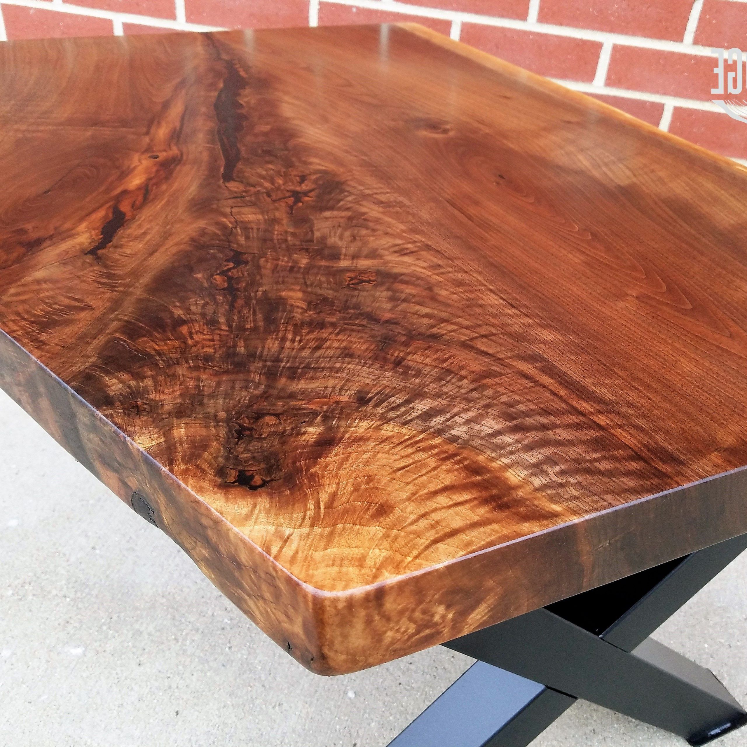Most Recently Released Hand Crafted Live Edge Coffee Table  Black Walnut  X Style For Walnut Wood And Gold Metal Coffee Tables (View 16 of 20)