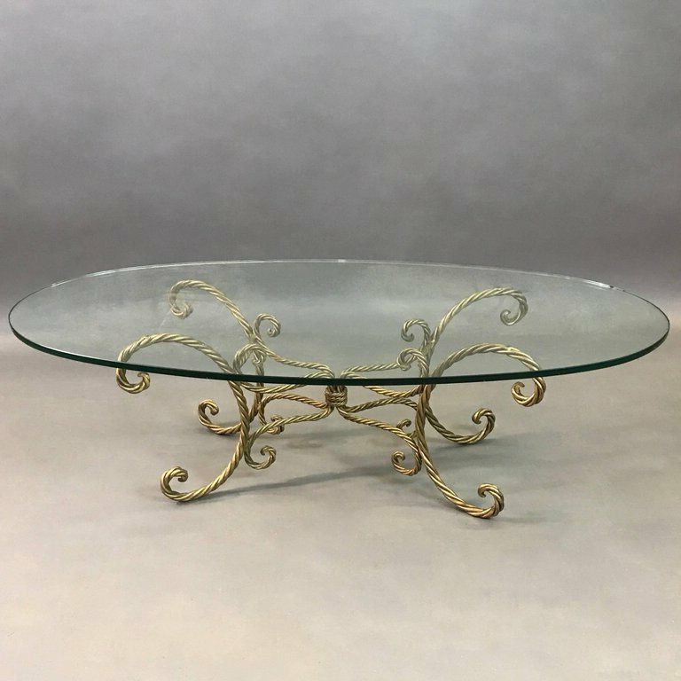 Most Recently Released Italian Mid Century Gilt Braided Rope And Oval Glass Pertaining To Oval Corn Straw Rope Coffee Tables (View 1 of 20)