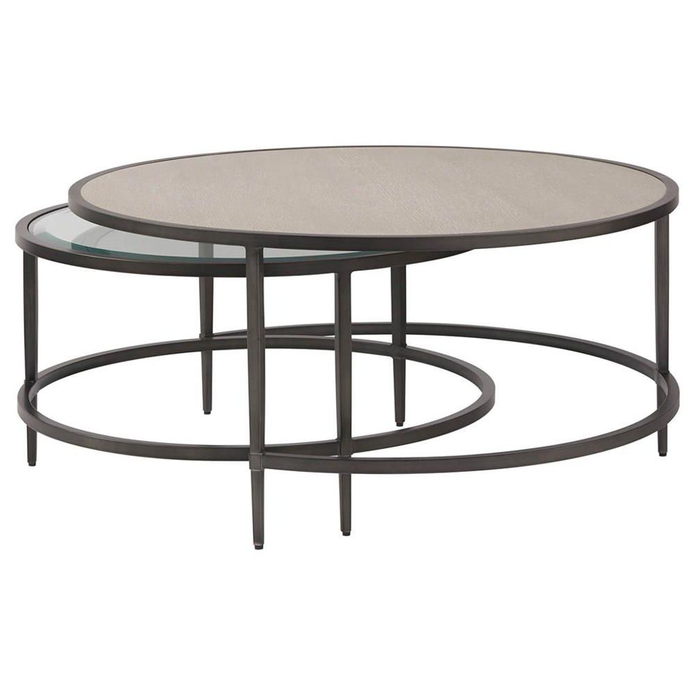 Most Recently Released Leo Industrial Loft Grey Wood Glass Metal Round Nesting With Regard To Gray Wood Black Steel Coffee Tables (View 8 of 20)