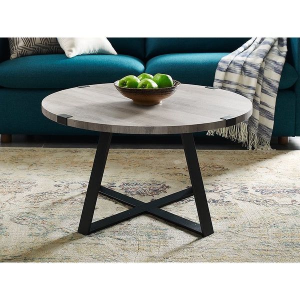 Most Recently Released Shop Offex 30" Urban Industrial Style Metal Wrap Round Regarding Gray Wood Black Steel Coffee Tables (View 1 of 20)