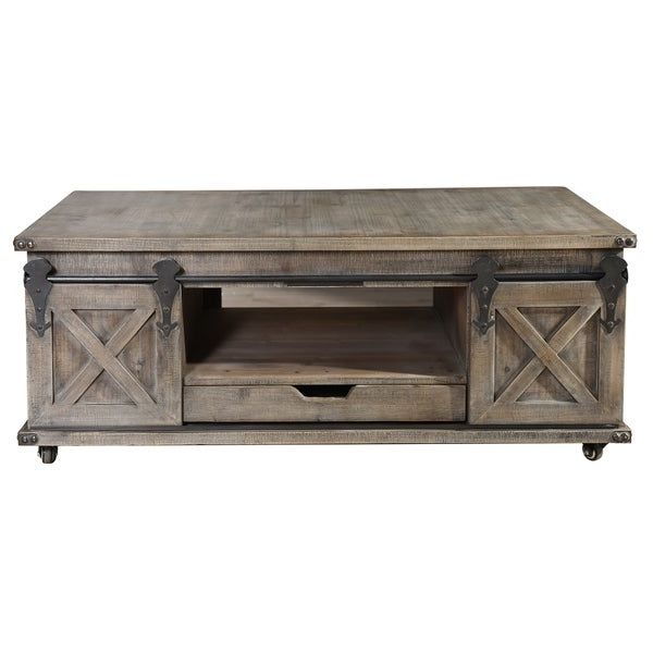 Most Recently Released Stylecraft Presley 4 Door With Drawer Driftwood Grey Within Gray Driftwood Storage Coffee Tables (View 2 of 20)