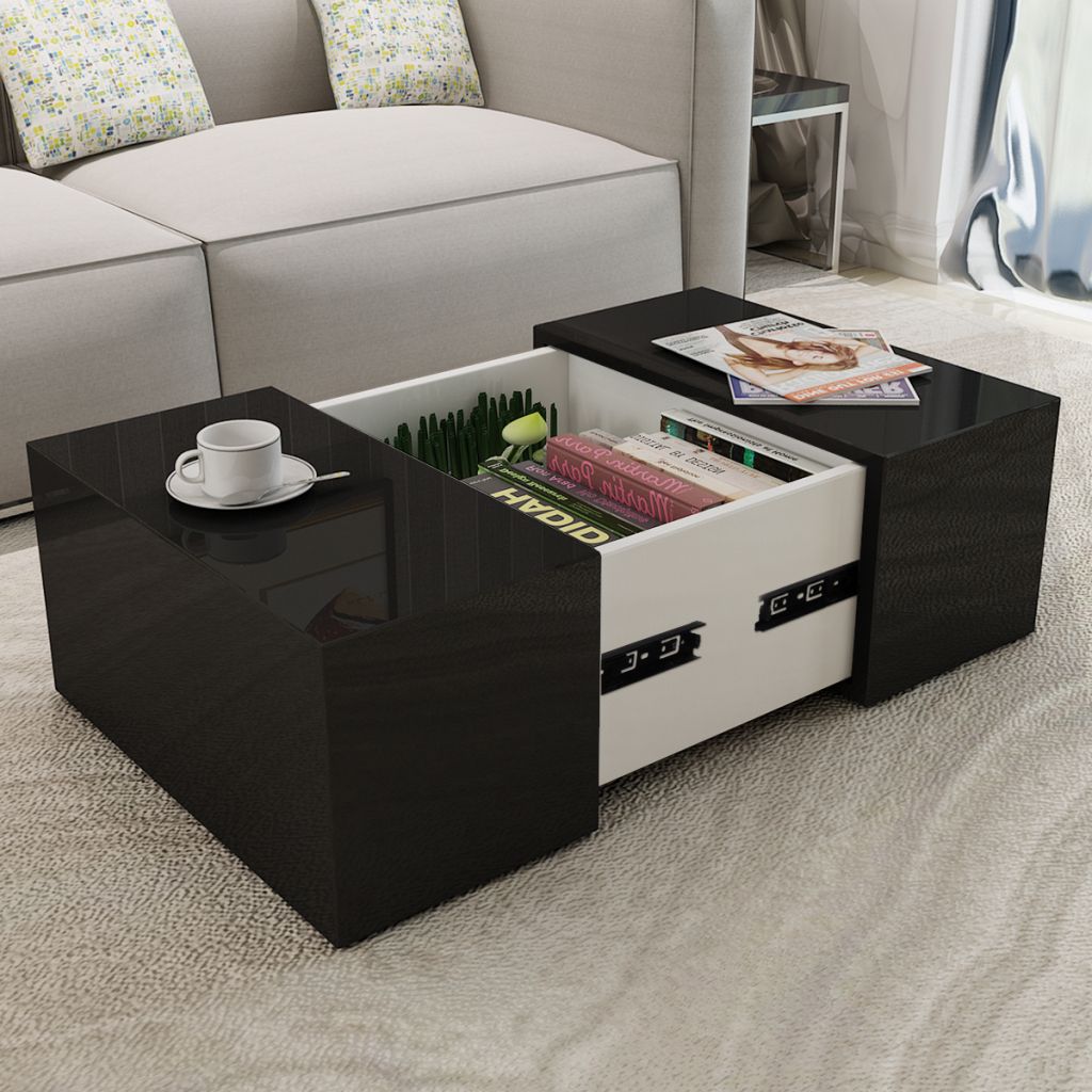 Most Up To Date Aged Black Coffee Tables Inside Black Coffee Table High Gloss Black – Lovdock (View 6 of 20)