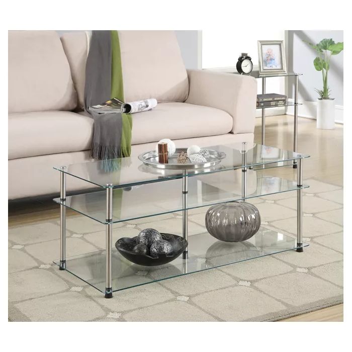 Most Up To Date Classic Glass 3 Tier Coffee Table Clear Glass – Breighton Throughout 3 Tier Coffee Tables (View 6 of 20)