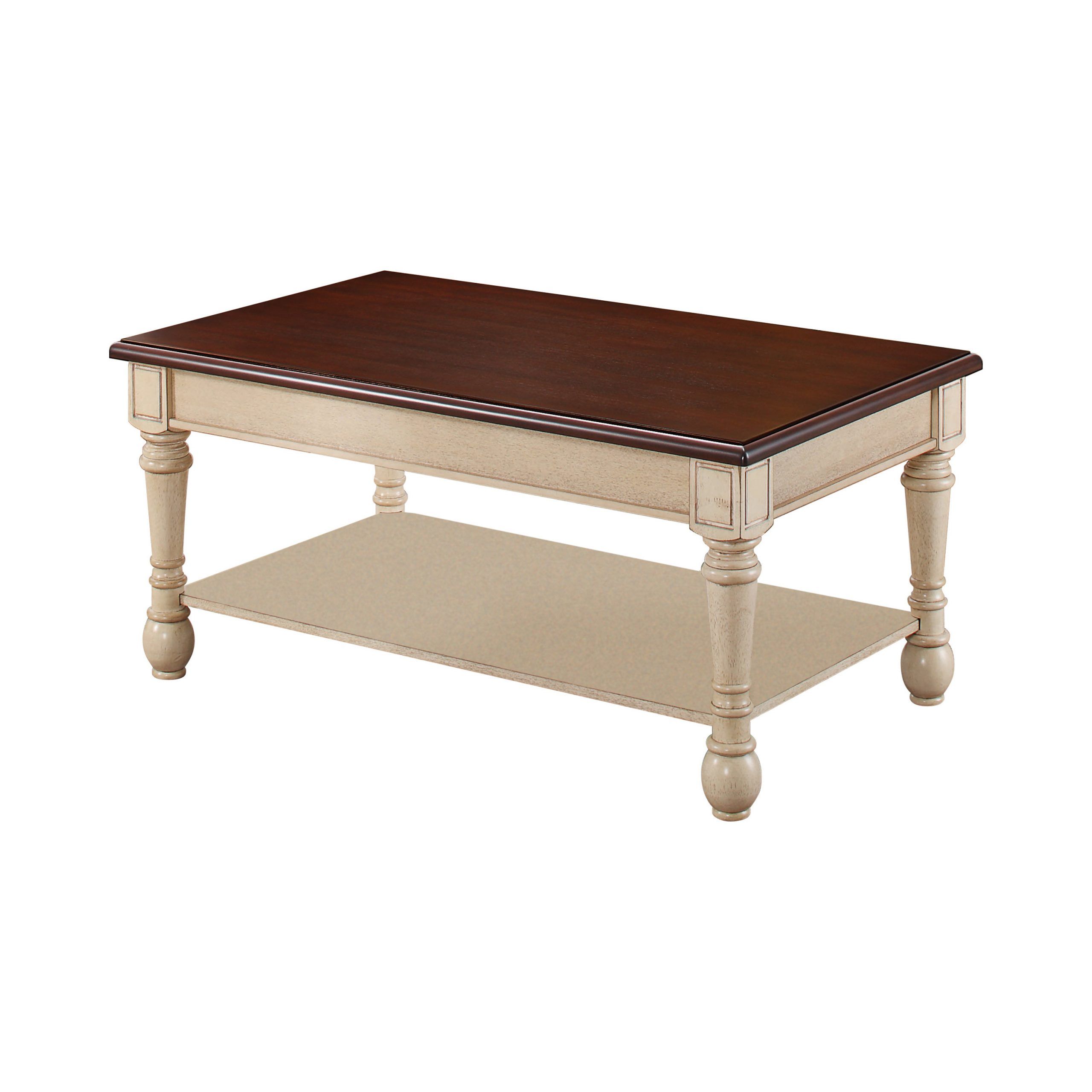 Most Up To Date Dark Brown Coffee Tables Pertaining To Transitional Dark Brown/antique White Coffee Table (View 8 of 20)