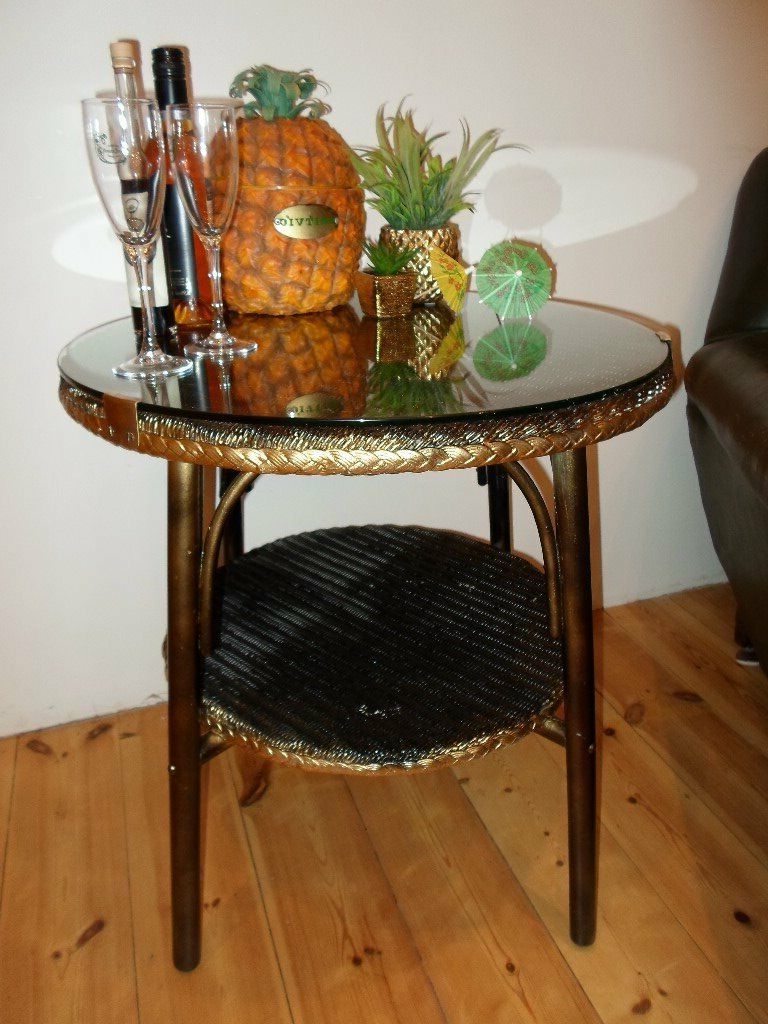 Most Up To Date Gold Cocktail Tables Within Beautiful Black & Gold Lloyd Loom Retro Cocktail Table (View 16 of 20)