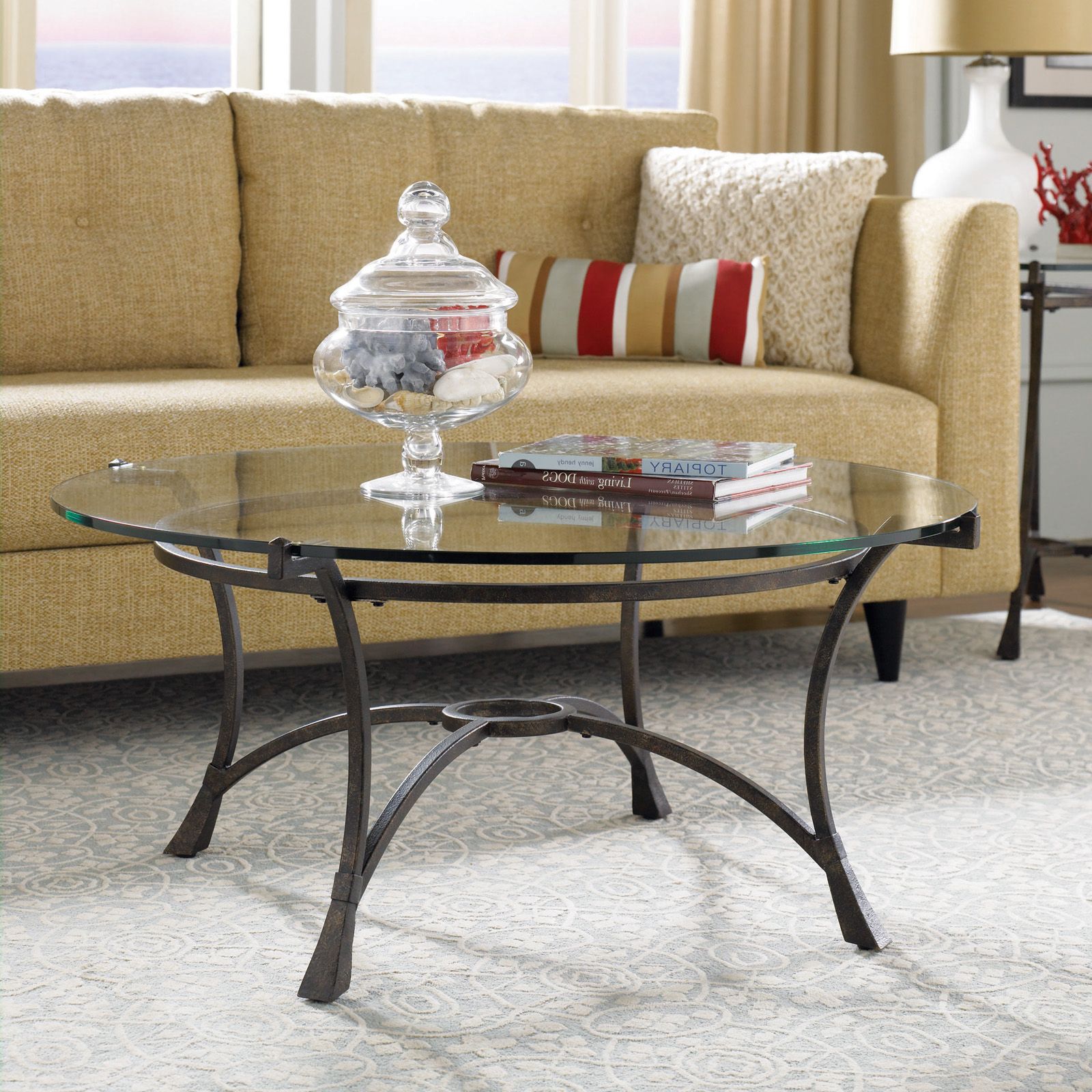 Most Up To Date Hammary Sutton Round Glass Top Coffee Table At Hayneedle With Glass And Pewter Oval Coffee Tables (View 1 of 20)
