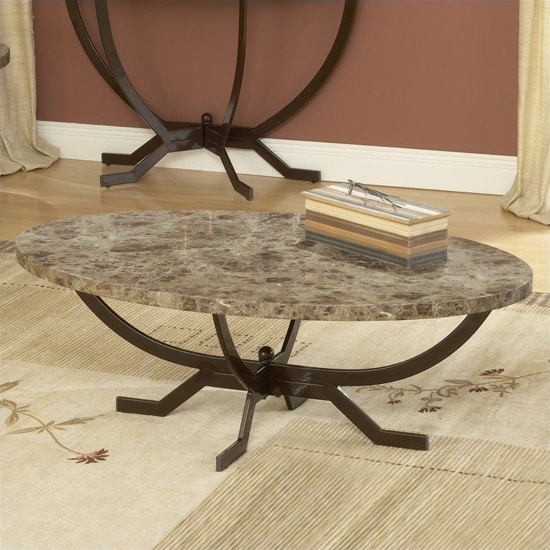 Most Up To Date Hillsdale Monaco Oval Faux Marble Top Coffee Table In Inside Marble Top Coffee Tables (View 3 of 20)