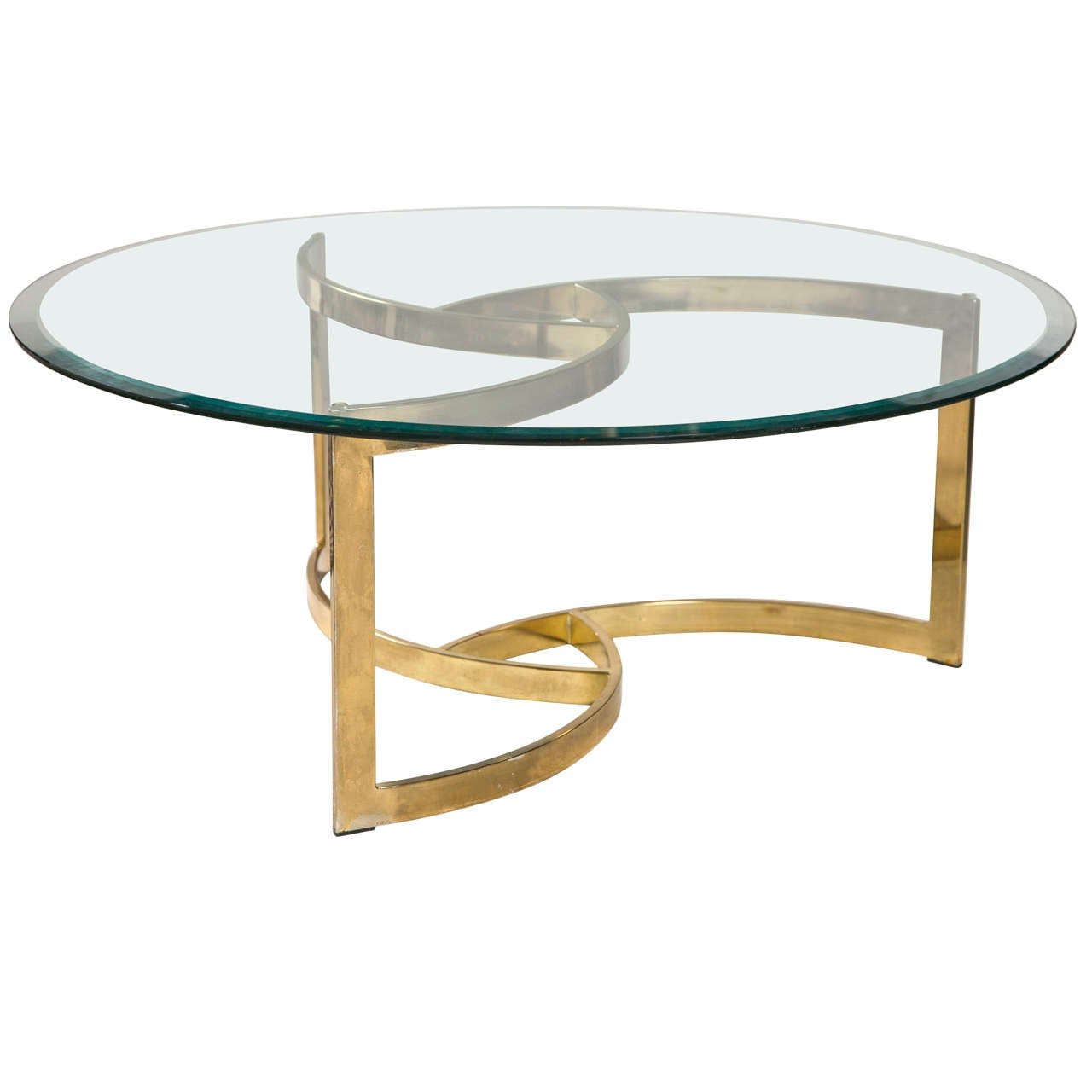 Most Up To Date Mid Century Brass Swirl Base With Round Glass Top Coffee With Antique Brass Aluminum Round Coffee Tables (View 16 of 20)
