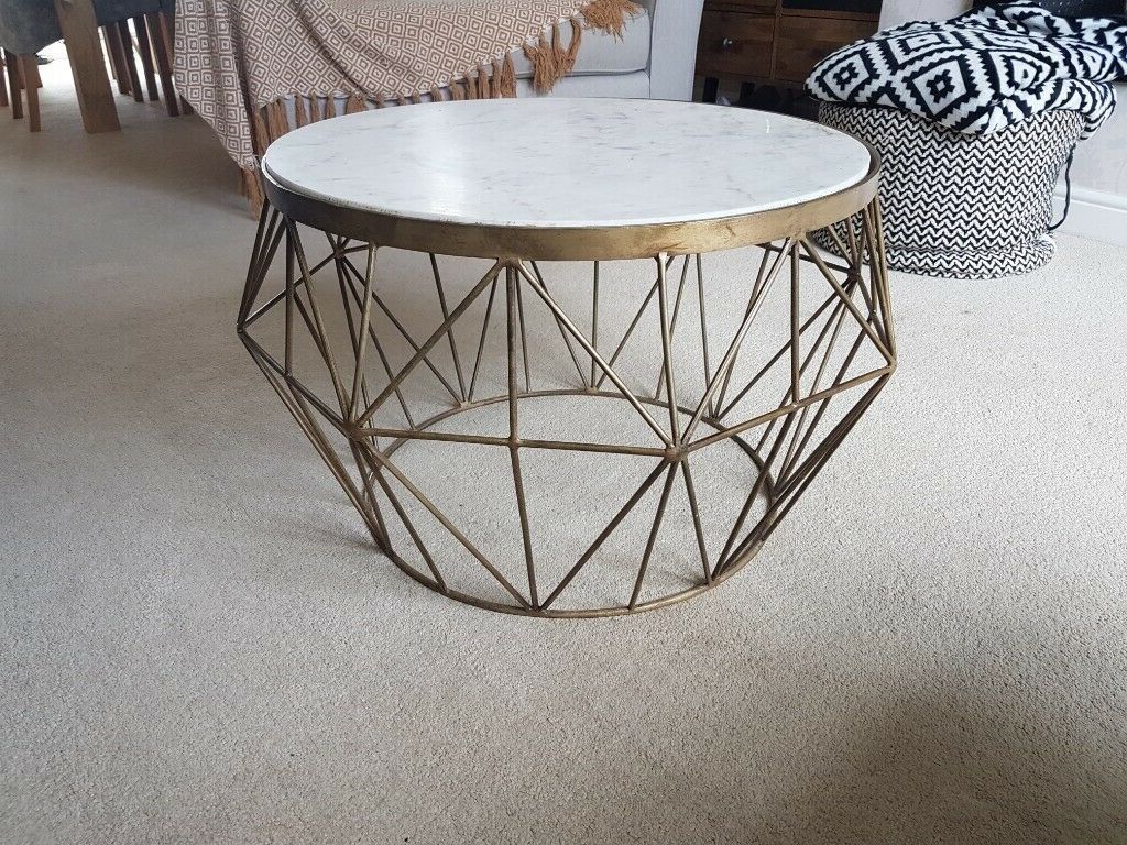 Most Up To Date Square Black And Brushed Gold Coffee Tables In Real Marble Geometric Coffee Table – Brushed Gold (View 9 of 20)