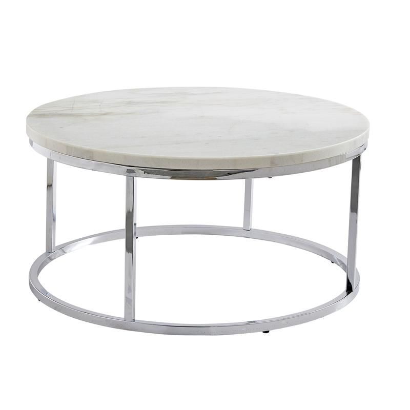 Most Up To Date Steve Silver Echo White Marble And Chrome Metal Round Pertaining To White Marble Gold Metal Coffee Tables (View 11 of 20)
