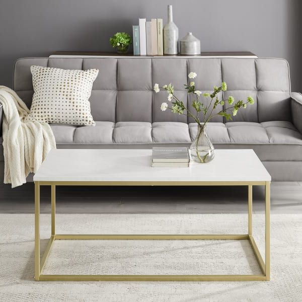 Most Up To Date White Faux Marble & Gold Open Box Coffee Table — Pier 1 In Faux White Marble And Metal Coffee Tables (View 7 of 20)