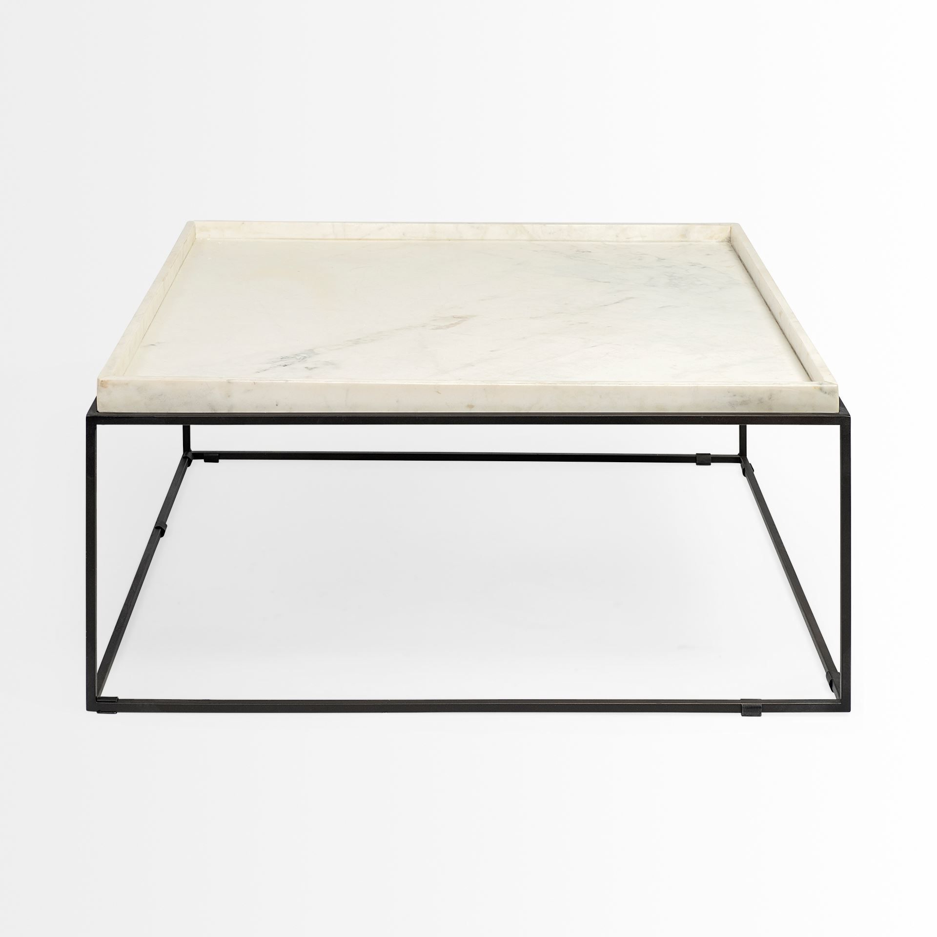 Nathan 36"x36" Square White Marble Top Black Metal Base With Regard To Trendy Black Metal And Marble Coffee Tables (View 1 of 20)