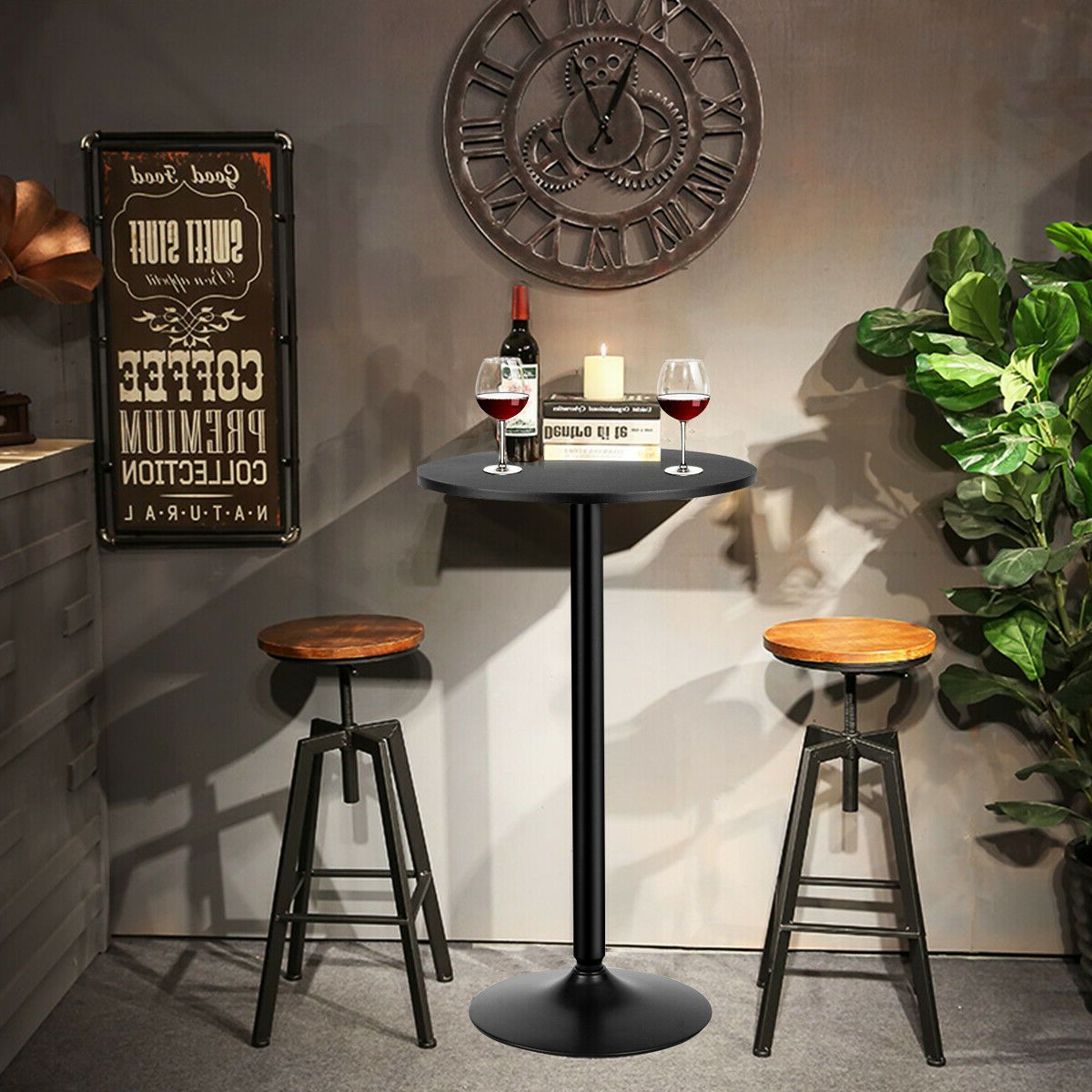 Natural And Black Cocktail Tables With Regard To 2018 Gymax 24" Round Pub Table Bistro Bar Height Cocktail Table (View 14 of 20)