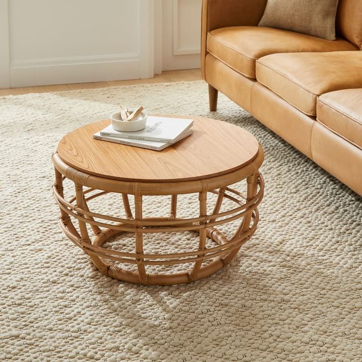 Natural Woven Banana Coffee Tables Intended For Favorite Savannah Collection Natural Rattan Round 28 Inch Coffee (View 10 of 20)