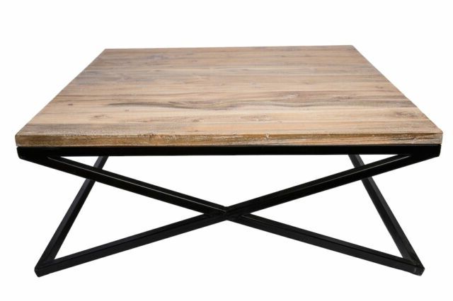 New Solid Recycled Teak & Matte Black Iron Coffee Table With Regard To Popular Matte Black Coffee Tables (View 5 of 20)