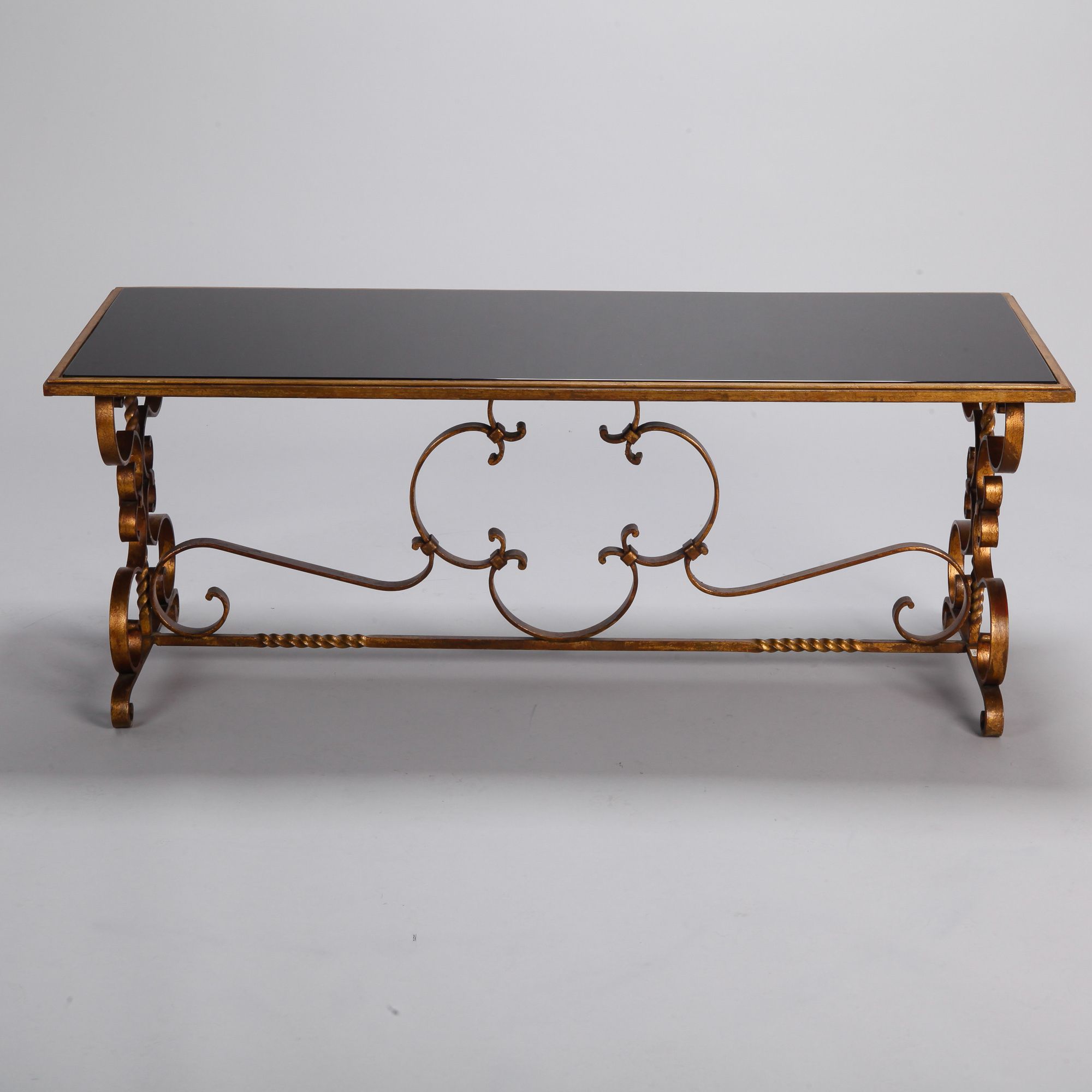 Newest Aged Black Iron Coffee Tables In Italian Gilt Iron And Black Glass Cocktail Or Coffee Table (View 18 of 20)