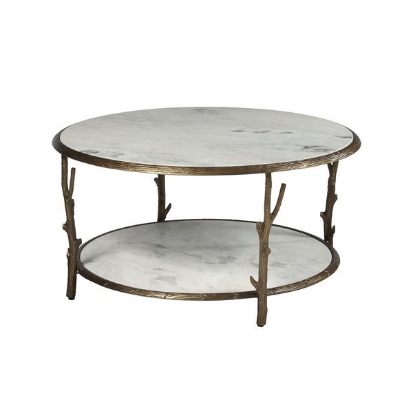 Newest Antique Blue Gold Coffee Tables Throughout Antique Brass Finish Marble Coffee Table – On Sale (View 8 of 20)