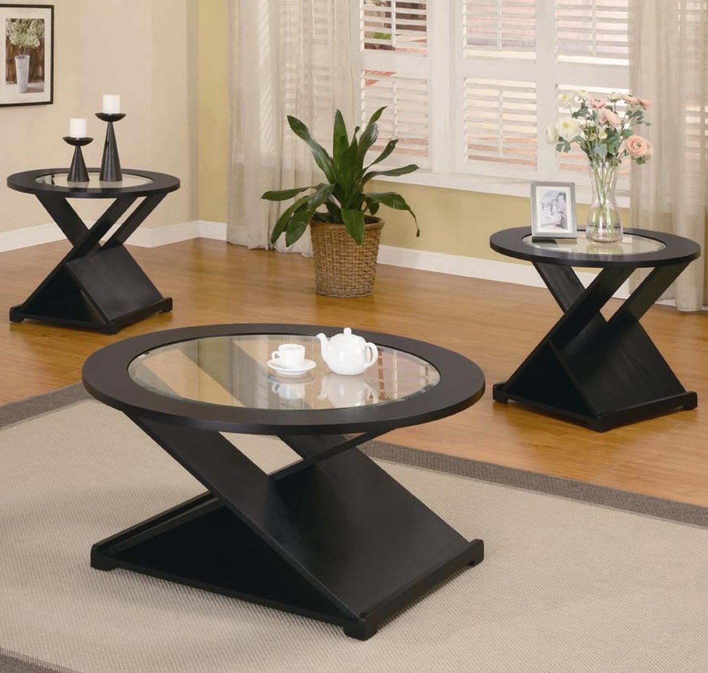 Newest Antique White Black Coffee Tables Throughout Black Wood Coffee Table Set – Steal A Sofa Furniture (View 18 of 20)