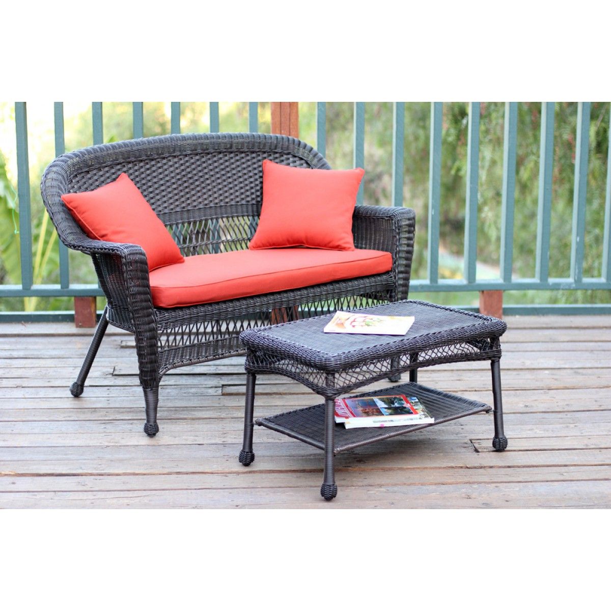 Newest Black And Tan Rattan Coffee Tables In Espresso Wicker Patio Love Seat And Coffee Table Set With (View 4 of 20)