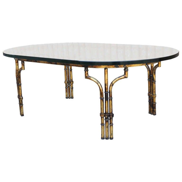 Newest Hollywood Regency Antiqued Gold Gilt Metal Faux Bamboo With Regard To Antique Gold Aluminum Coffee Tables (View 13 of 20)