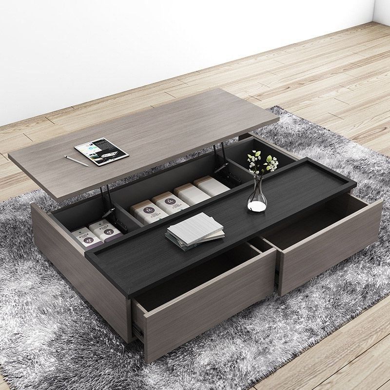 Newest Modern Lift Top Wood Storage Coffee Table Gray And Black Pertaining To Gray Driftwood Storage Coffee Tables (View 14 of 20)