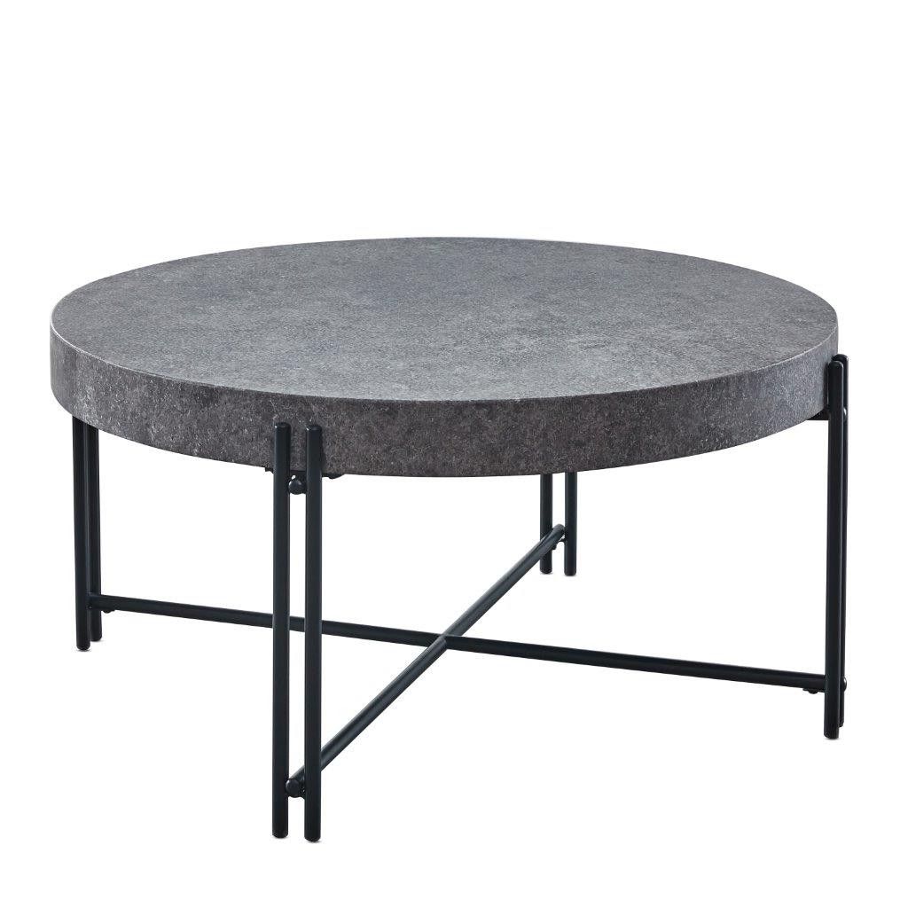 Newest Morgan Mottled Grey And Black Round Cocktail Table Inside Gray And Gold Coffee Tables (View 8 of 20)